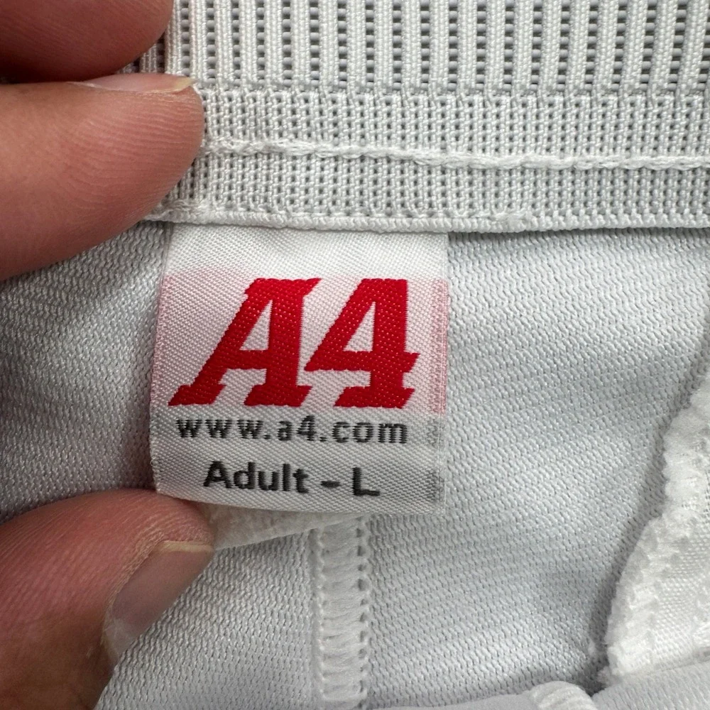 A4 Pro Style Piped Baseball Pants Mens L White 18in Inseam Athletic Knickers